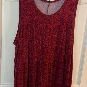 🏷️ Knit Floral Red Sleeveless Top